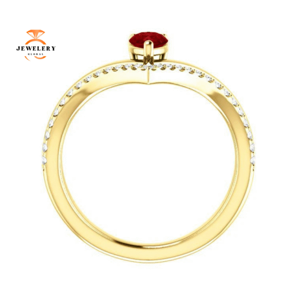 14KT GOLD 1/2 CT PEAR RUBY & 1/6 CTW DIAMOND NEGATIVE SPACE "V" RING - Image 15