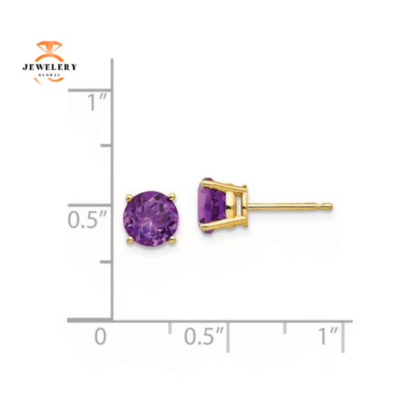 14KT GOLD 1.40 CTW ROUND AMETHYST EARRINGS - Image 4