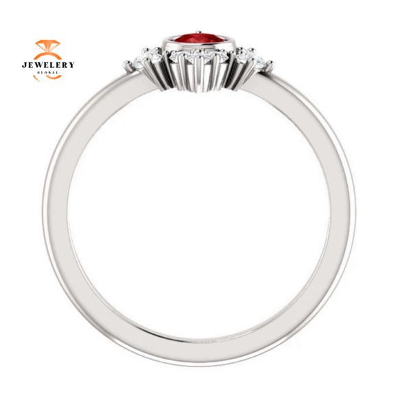 14KT GOLD 0.35 CT RUBY & 1/5 CTW DIAMOND BEZEL HALO RING - Image 6