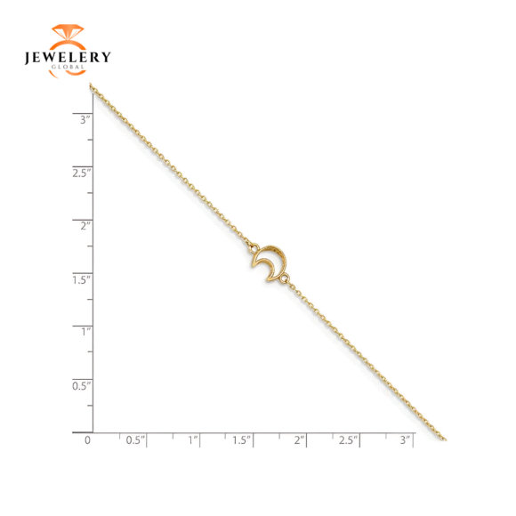 14K YELLOW GOLD TEXTURED & POLISHED MOON ANKLET - Image 4