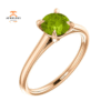 14KT GOLD 0.95 CT ROUND PERIDOT SOLITAIRE RING