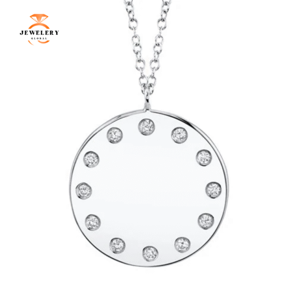 14KT GOLD 0.09 CTW DIAMOND DISC NECKLACE
