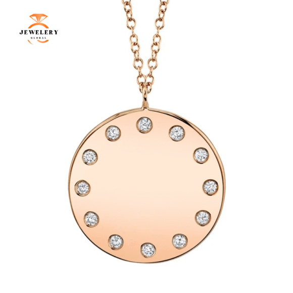 14KT GOLD 0.09 CTW DIAMOND DISC NECKLACE - Image 2