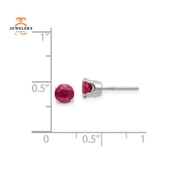 14KT GOLD 1.40 CTW ROUND RUBY STUD EARRINGS - Image 3
