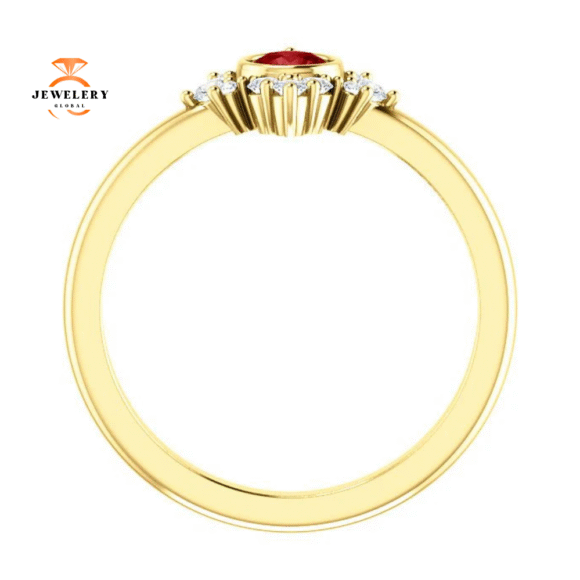 14KT GOLD 0.35 CT RUBY & 1/5 CTW DIAMOND BEZEL HALO RING - Image 10