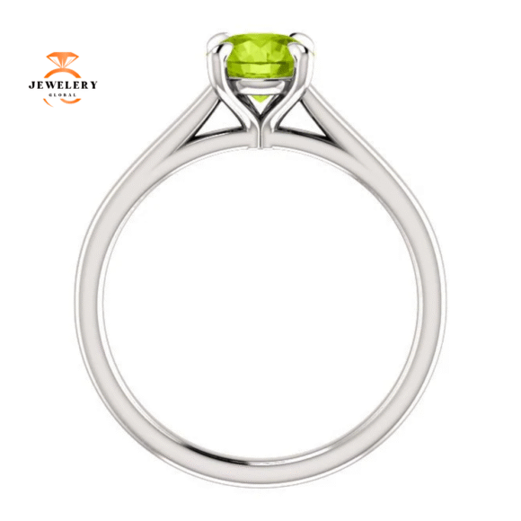 14KT GOLD 0.95 CT ROUND PERIDOT SOLITAIRE RING - Image 6