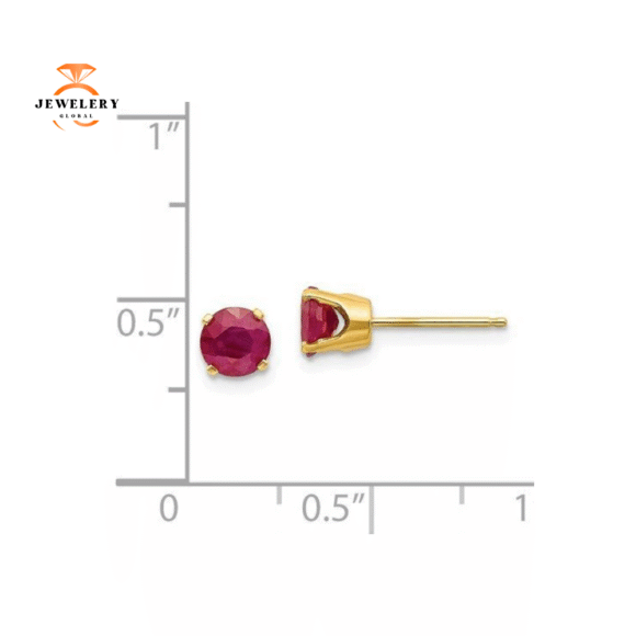 14KT GOLD 1.40 CTW ROUND RUBY STUD EARRINGS - Image 6