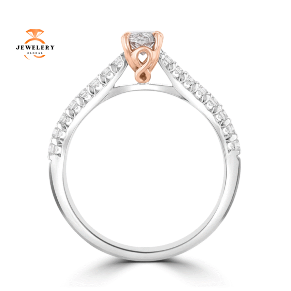 14KT WHITE GOLD 0.74 CTW LIGHT PURPLISH PINK DIAMOND ACCENT RING - Image 2