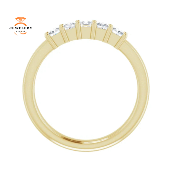 14KT Gold 1/2 CTW Princess Diamond 5 Stone Band - Image 6