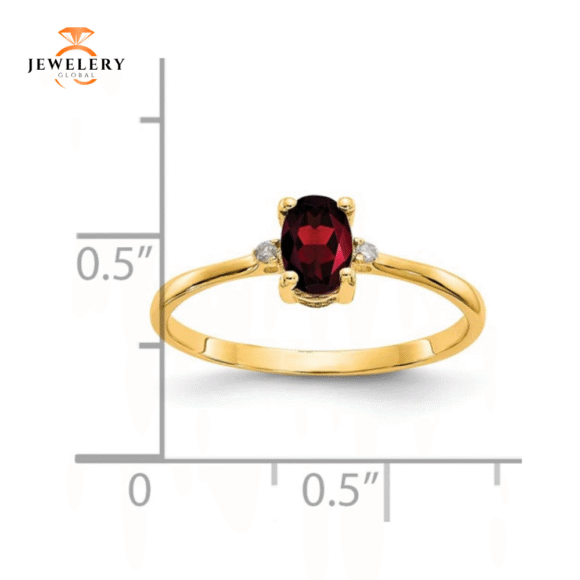 14KT DIAMOND AND GARNET BIRTHSTONE RING - Image 3