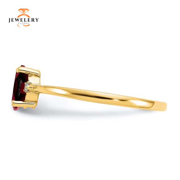 14KT DIAMOND AND GARNET BIRTHSTONE RING - Image 2