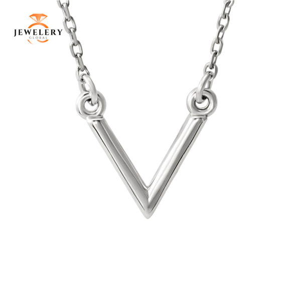 14KT GOLD PETITE "V" NECKLACE - 16.5" - Image 3