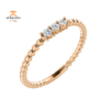 14KT GOLD 1/10 CTW DIAMOND 3 STONE BBEADED STACKABLE RING