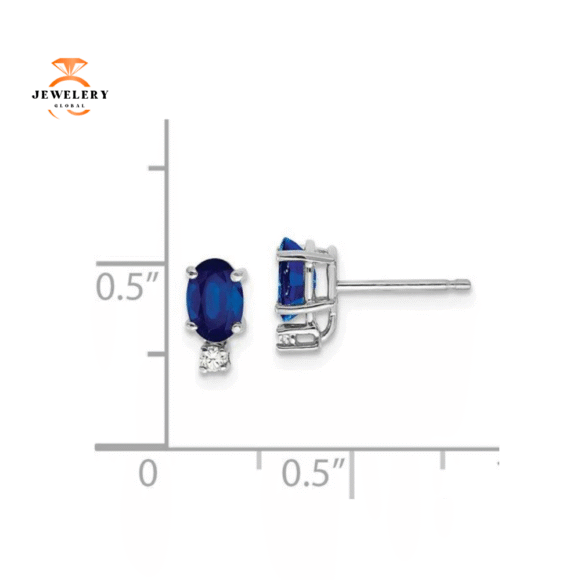 14KT GOLD 1.40 CTW SAPPHIRE & .04 CTW DIAMOND EARRINGS - Image 2
