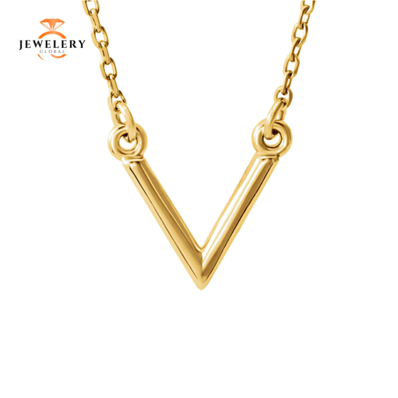 14KT GOLD PETITE "V" NECKLACE - 16.5"