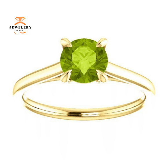 14KT GOLD 0.95 CT ROUND PERIDOT SOLITAIRE RING - Image 11