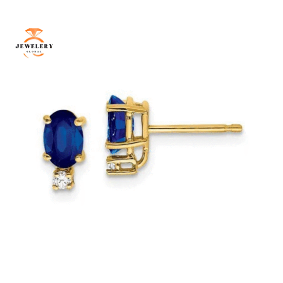 14KT GOLD 1.40 CTW SAPPHIRE & .04 CTW DIAMOND EARRINGS - Image 3