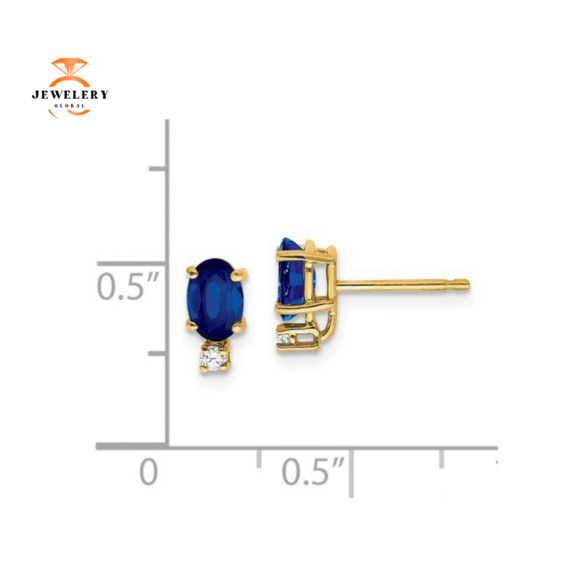 14KT GOLD 1.40 CTW SAPPHIRE & .04 CTW DIAMOND EARRINGS - Image 4