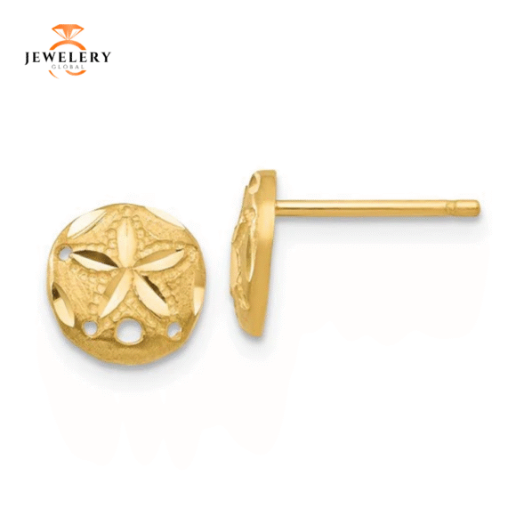 14KT DIAMOND CUT SAND DOLLAR EARRINGS