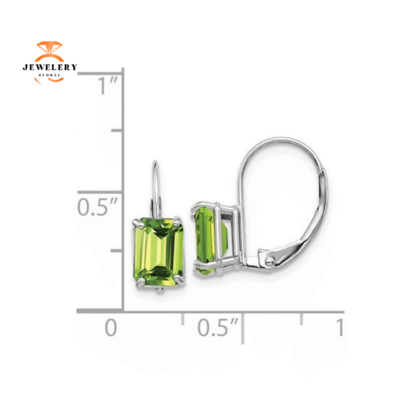 14KT GOLD 2.00 CTW EMERALD PERIDOT LEVERBACK EARRINGS - Image 2