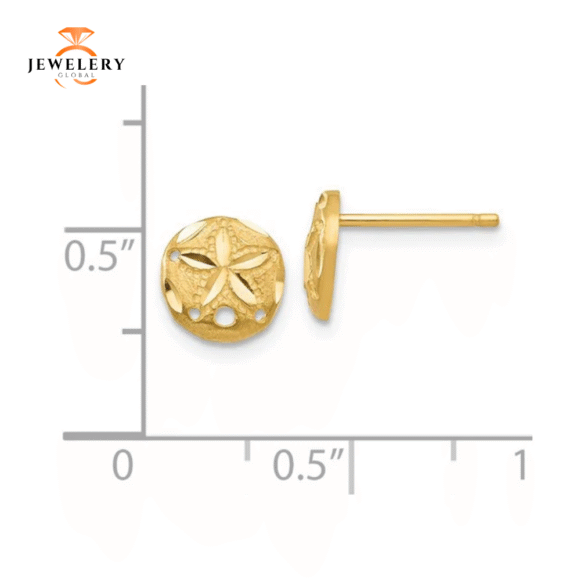 14KT DIAMOND CUT SAND DOLLAR EARRINGS - Image 2