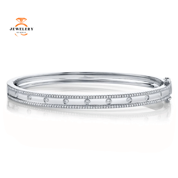 14KT GOLD 0.62 CTW DIAMOND BANGLE BRACELET - Image 3
