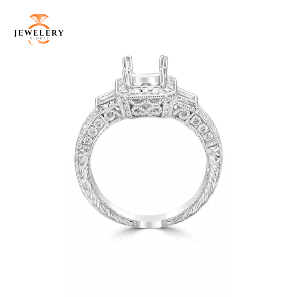 14KT .58 CTW Diamond Halo Setting for 1 CT Princess/Cushion - Image 2