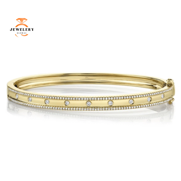 14KT GOLD 0.62 CTW DIAMOND BANGLE BRACELET - Image 2