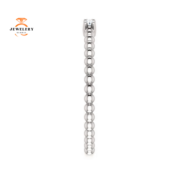 14KT GOLD 1/10 CTW DIAMOND 3 STONE BBEADED STACKABLE RING - Image 8
