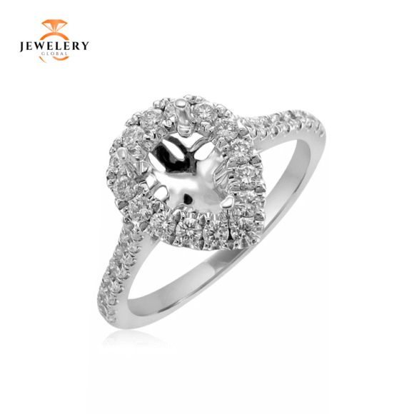 14KT .59 CTW Diamond Halo Setting for .75 CT Pear Shape