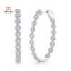 14KT GOLD 2.05 CTW DIAMOND OVAL HOOP HALO EARRINGS