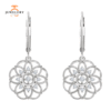14KT 1/5 CTW DIAMOND FLOWER GRANULATED FILIGREE EARRINGS
