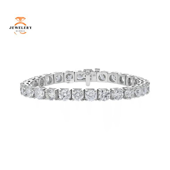 14KT WHITE GOLD 26.22 CTW ROUND DIAMOND TENNIS BRACELET