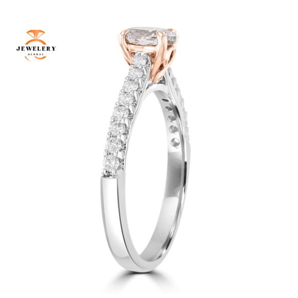 14KT WHITE GOLD 0.74 CTW LIGHT PURPLISH PINK DIAMOND ACCENT RING - Image 3