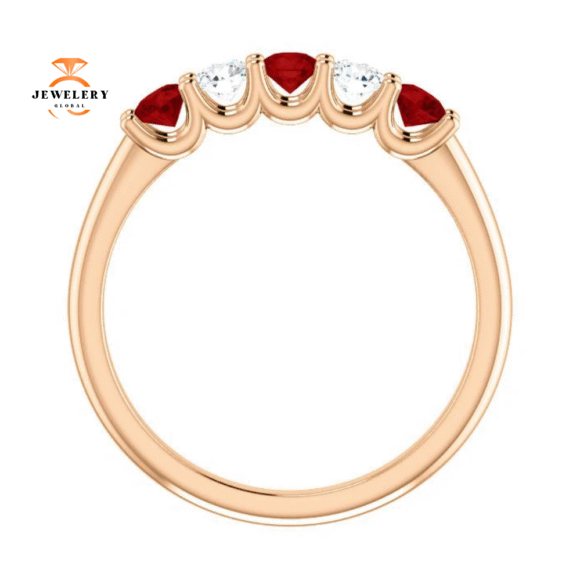14KT GOLD 0.48 CTW RUBY & 0.20 CTW DIAMOND 5 STONE BAND - Image 10
