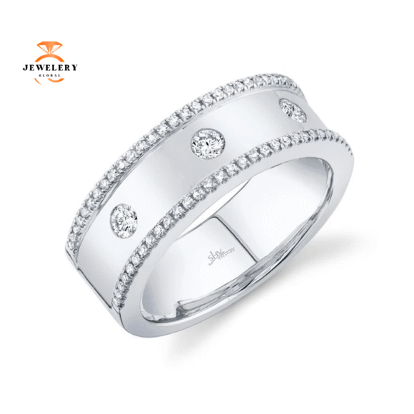 14KT GOLD 0.35 CTW DIAMOND OUTER ACCENT BAND
