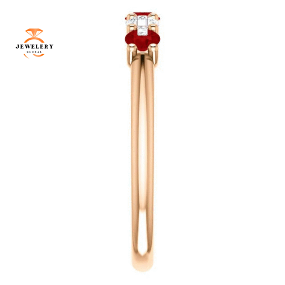14KT GOLD 0.48 CTW RUBY & 0.20 CTW DIAMOND 5 STONE BAND - Image 11