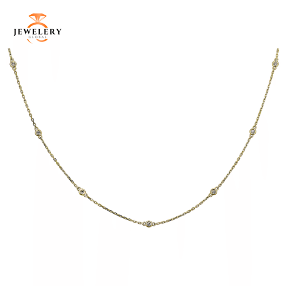 14KT 0.25CT ROUND DIAMONDS BY THE YARD NECKLACE 18"