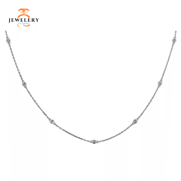 14KT 0.25CT ROUND DIAMONDS BY THE YARD NECKLACE 18" - Image 2