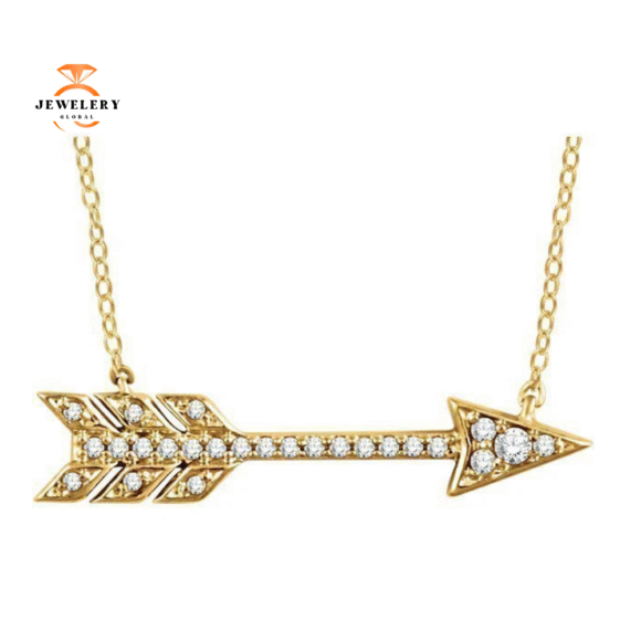 14KT Gold 1/10 CTW Diamond Arrow Necklace - Image 2