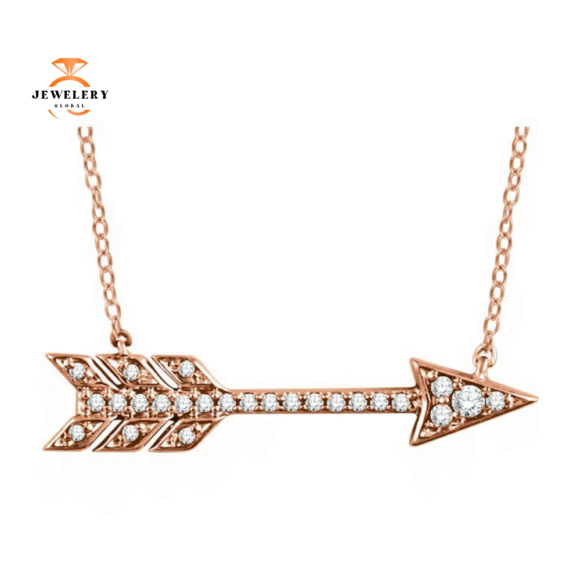 14KT Gold 1/10 CTW Diamond Arrow Necklace - Image 3