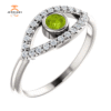 14KT GOLD 0.22 CT PERIDOT & 0.48 CTW WHITE SAPPHIRE EVIL EYE RING