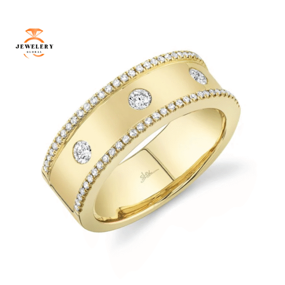 14KT GOLD 0.35 CTW DIAMOND OUTER ACCENT BAND - Image 3