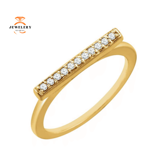 14KT GOLD 1/10 CTW DIAMOND BAR RING