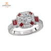 14KT 0.50 CTW RUBY & 1.25 CTW DIAMOND VINTAGE HALO RING