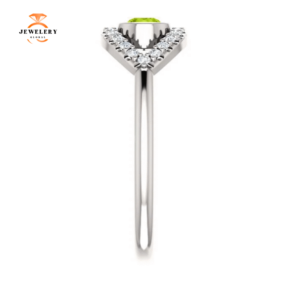 14KT GOLD 0.22 CT PERIDOT & 0.48 CTW WHITE SAPPHIRE EVIL EYE RING - Image 4