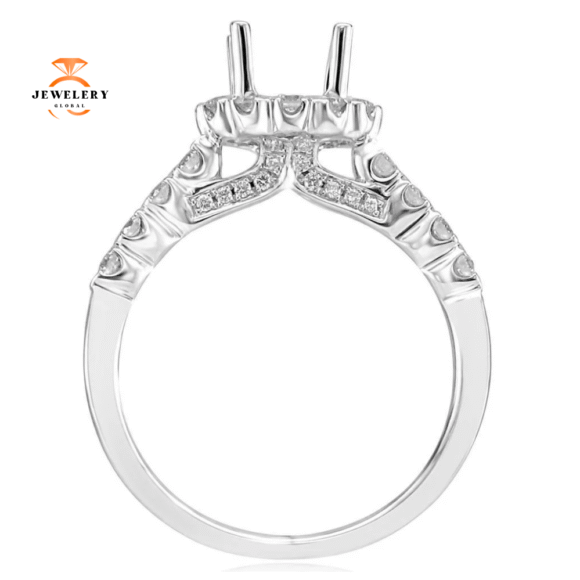14KT White Gold .62 CTW Diamond Halo Setting for 1 CT Round - Image 2