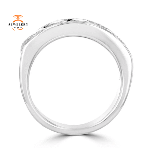 14KT White Gold 1 1/2 CTW Diamond Channel Set Milgrain Band - Image 3