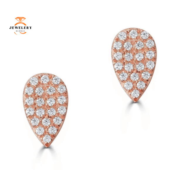14KT GOLD 1/10 CTW DIAMOND PEAR SHAPE STUD EARRINGS