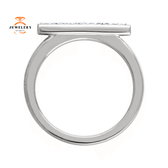 14KT GOLD 1/10 CTW DIAMOND BAR RING - Image 4